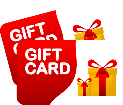 Flat banner with red gift card on white background. Flyer design. Brochure background. png
