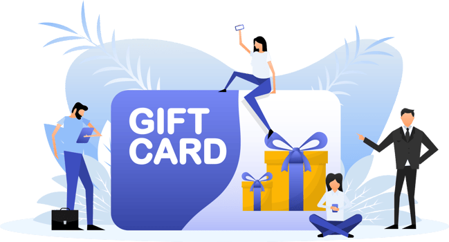 Gift card people. Modern flat illustration concept. drawing. png