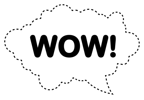Wow white speech bubble on yellow background. illustration png