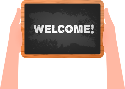 Welcome school board in flat style on white background. Vintage background. Banner design png