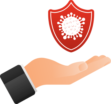 Virus protection. Virus germs. Security shield. Immune system. People vaccination. illustration. png