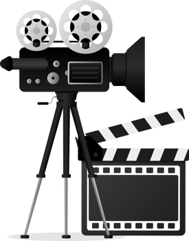 Movie projector, Retro cinema. Cinematography festival. Movie time. illustration. png