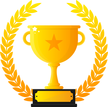 Winner cup in gold color with confity on white background. illustration. png