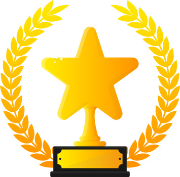 Winner cup in gold color with confity on white background. illustration. png