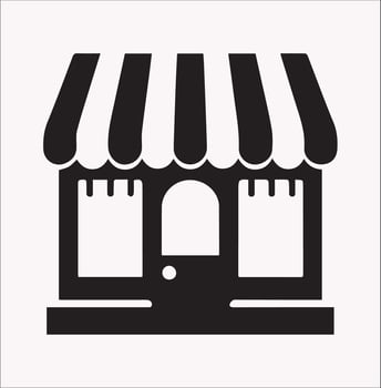Online Shop Silhouette Graphic on Plain White Background vector