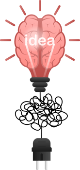 Idea brain. Creative thinking. Idea, solution. Positive, motivation. png