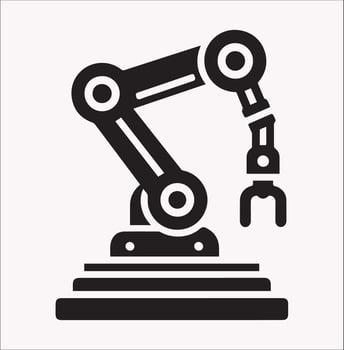 Classic Robotic Arm Icon Silhouette in Black vector