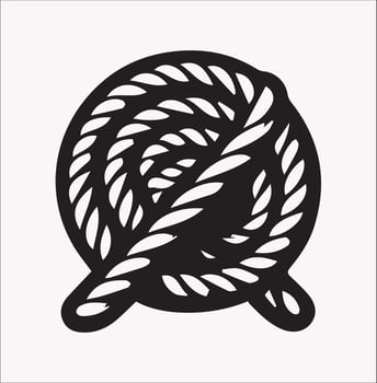 Rope Icon in Black Silhouette on White Canvas vector