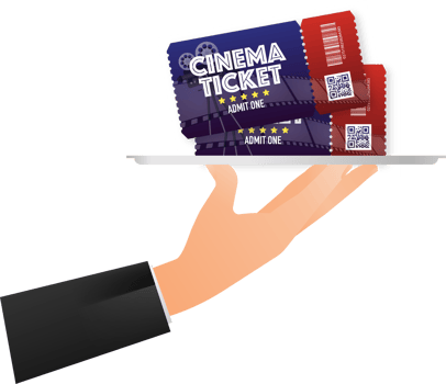 Cinema ticket Card. Music, movie festival. illustration. png