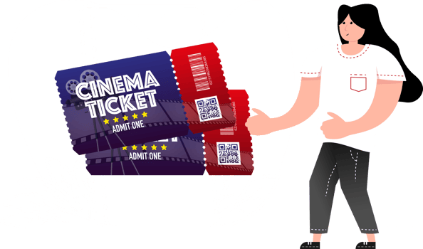 Cinema ticket Card. Music, movie festival. illustration. png