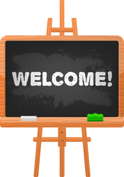 Welcome school board in flat style on white background. Vintage background. Banner design png