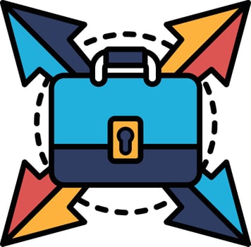 A blue briefcase with a keyhole and a lock vector