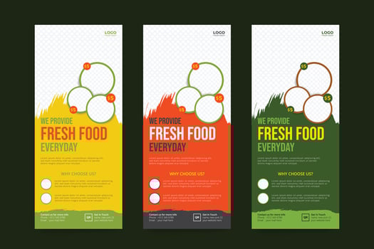 Food rollup banner, Fast food rollup template vector