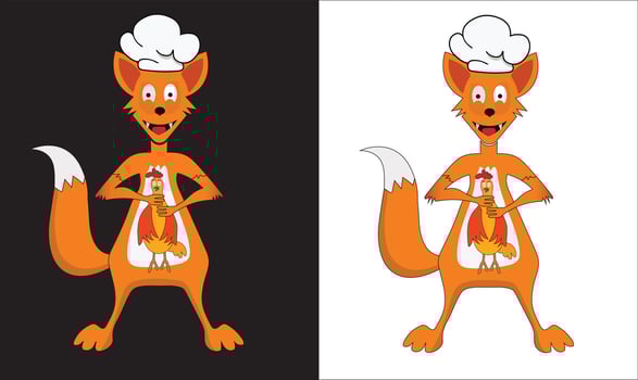 Restaurant logo, Fox and chicken logo, Chef fox. vector