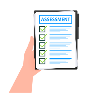 Clipboard checklist with assessment. Assessment and marketing. illustration. png