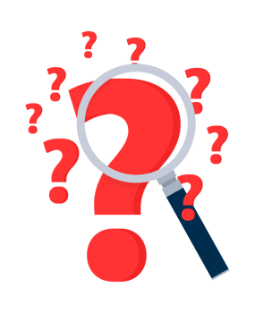 Searching solutions and asking for help. Question mark in a magnifying glass. png