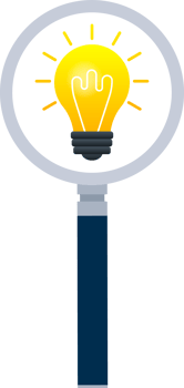 Search idea. Magnifying glass icon. Ideas Analysis. Light bulb. png
