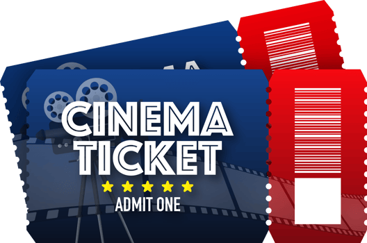 Illustration of a classic movie projector and film strip on png