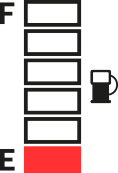 Car fuel tank indicator with gas. Gauge of fuel. Dial of measurement, level, control power. png