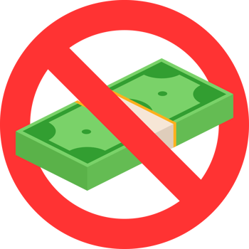 No Cash Money. Prohibition of money. Cash ban icon. png