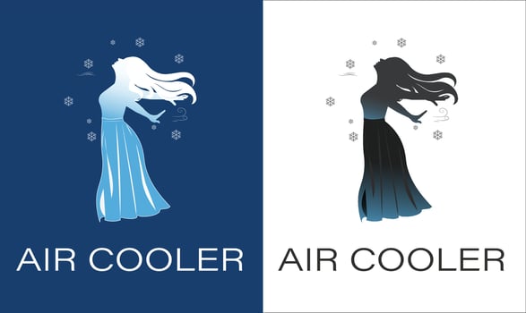 Air cooler logo, AC logo, Air freshener logo, Snow girl logo. vector
