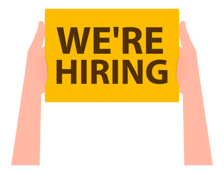 Hand holding placard with space for text we're hiring png