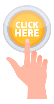 Red button with help text click here. Hand pressing click here button png