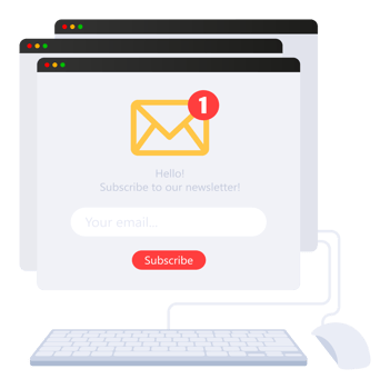 Subscribe for newsletter. Email marketing system. Promotional announcement png