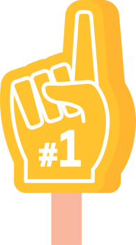 Number one on foam fingers. Football fan finger foam png