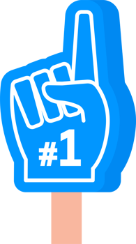 Number one on foam fingers. Football fan finger foam png