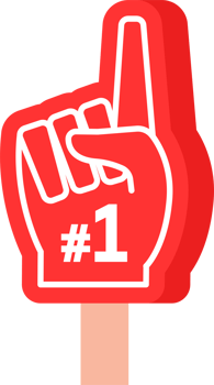 Number one on foam fingers. Football fan finger foam png