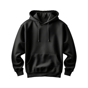 Simple black hoodie for branding on transparent background png