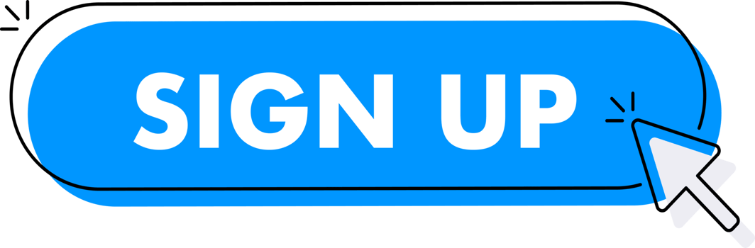 Set of Sign up button. Hand pointer clicking. Sign up web buttons png