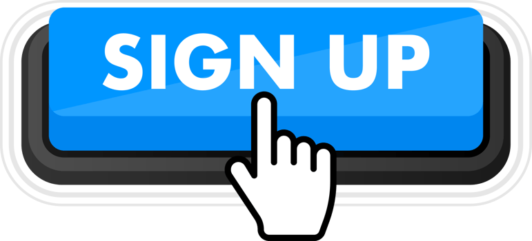 Set of Sign up button. Hand pointer clicking. Sign up web buttons png