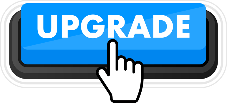 Set of upgrade button. Hand pointer clicking. Upgrade web buttons png
