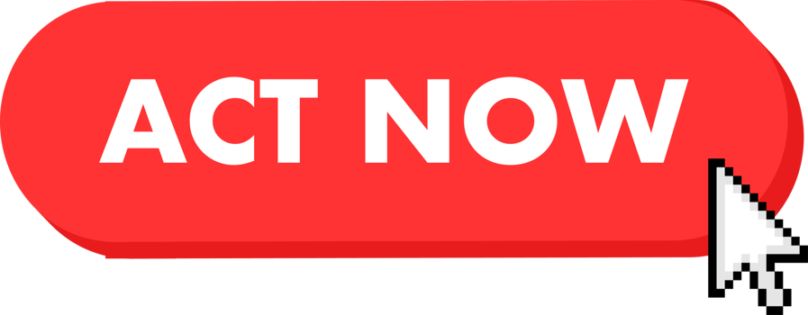 Set of Act now button. Hand pointer clicking. Act now web buttons png