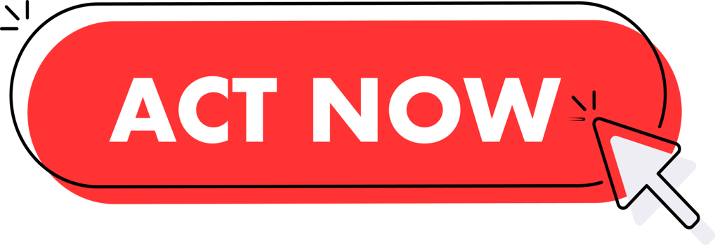Set of Act now button. Hand pointer clicking. Act now web buttons png
