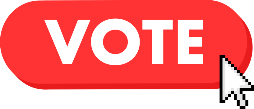 Set of Vote button. Hand pointer clicking. Vote web buttons png