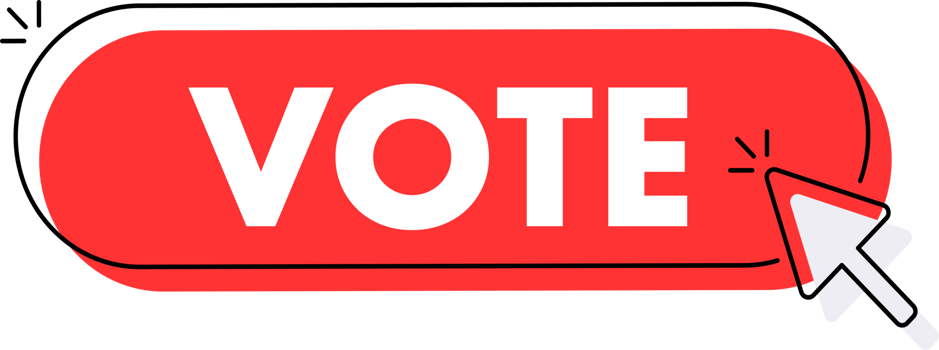 Set of Vote button. Hand pointer clicking. Vote web buttons png
