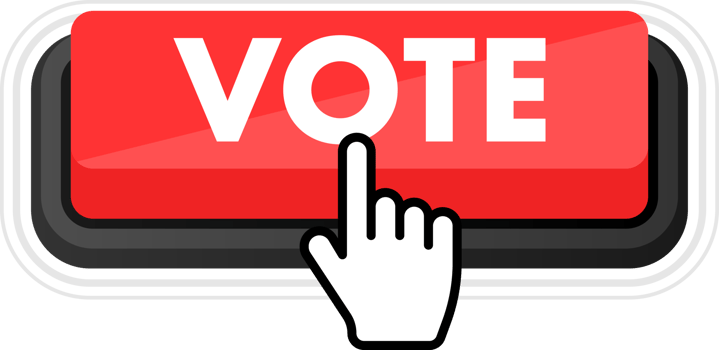 Set of Vote button. Hand pointer clicking. Vote web buttons png