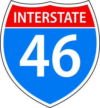 Set Blank American Interstate Highway sign. United States Highway shield png