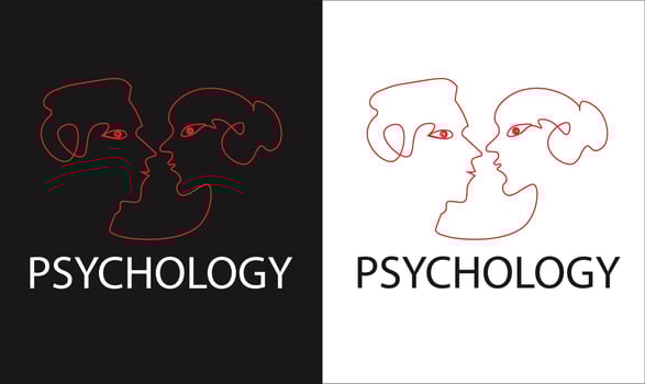 Psychology logo, man and women face, art logo. vector
