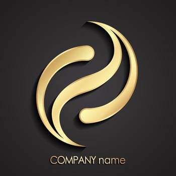 3d golden shape fashion logo design vector