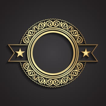 3d golden ornamental label vector