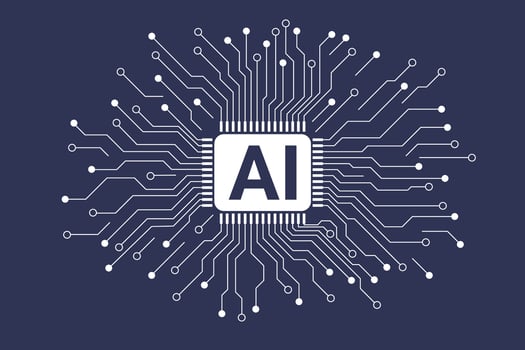 Artificial intelligence chip processor isolated on white. AI concept. CPU. vector
