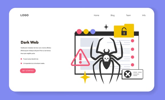 Darkweb or darknet web banner or landing page. Worldwide network vector