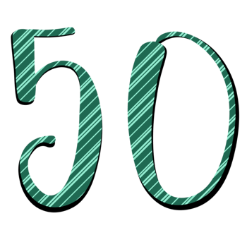 Green number 50 with light green stripes png