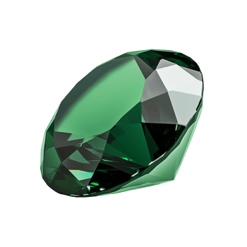 Emerald gemstone with polished faceted surface isolated on transparent background png