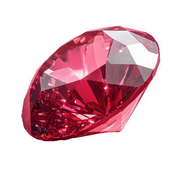 Ruby gemstone with radiant cut and sparkling surface isolated on transparent background png