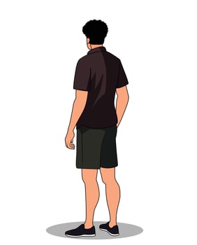 A young handsome man back three quarter pose cartoon character design vector